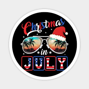 Christmas in July Santa Hat Sunglasses Summer Celebration Magnet